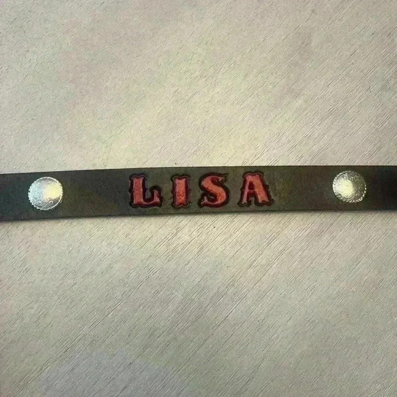 Leather Western Gold and Silver Concho Belt - Picture 3 of 6